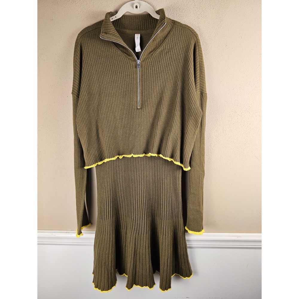 Daily Practice Anthropologie Womens Green Miles Sweater Dress Large